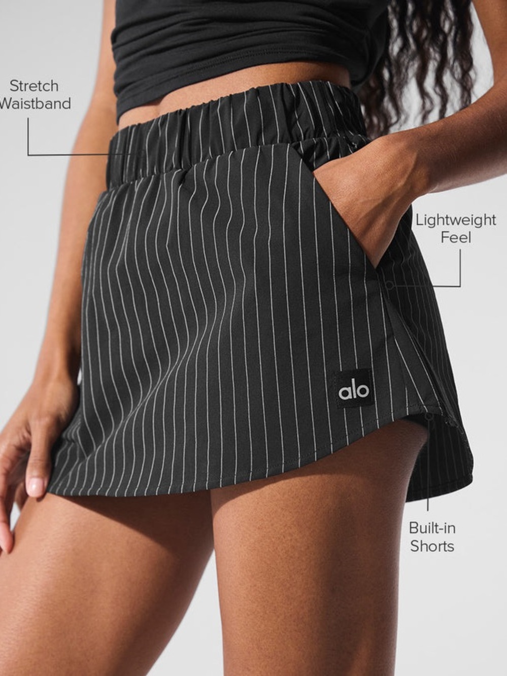 Alo Pinstripe Daylight Mini Skirt Black/White